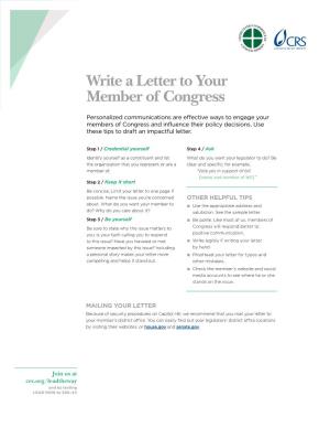 Write a Letter to Your Member of Congress