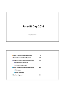 Sony IR Day 2014-Electronics