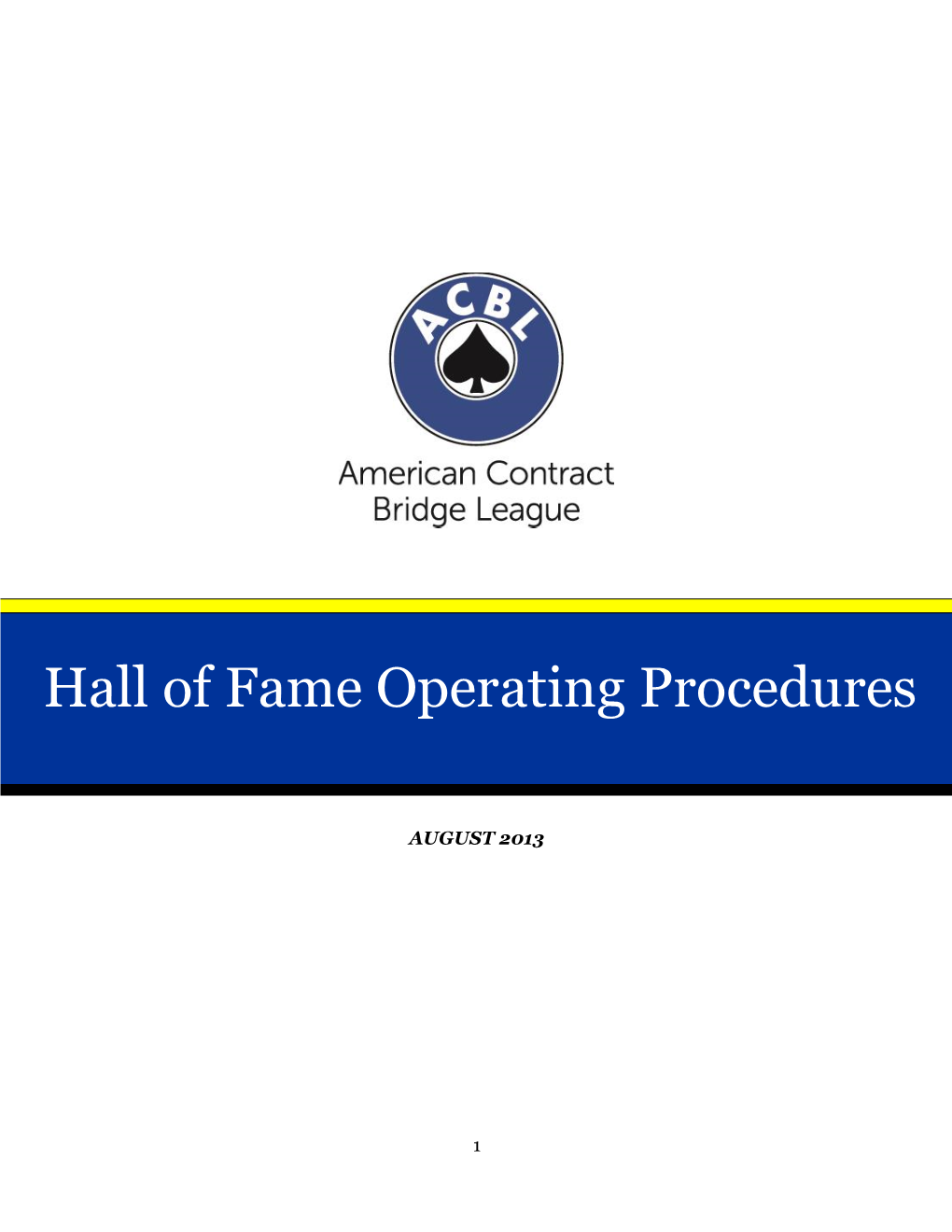 Hall of Fame Operating Procedures
