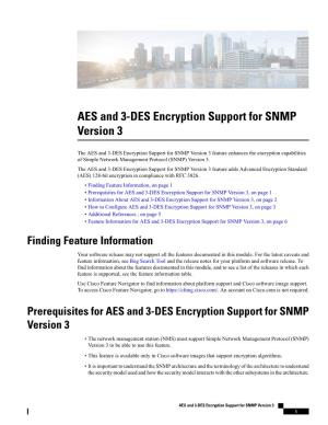 AES and 3-DES Encryption Support for SNMP Version 3