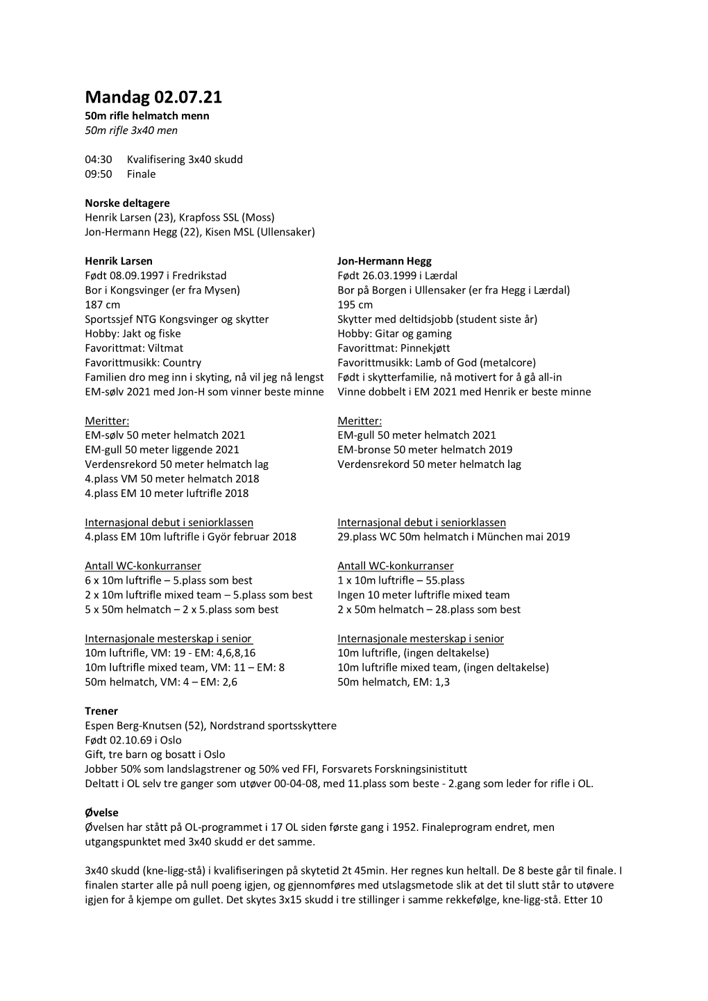 Mediebrief 50M Rifle Helmatch Menn