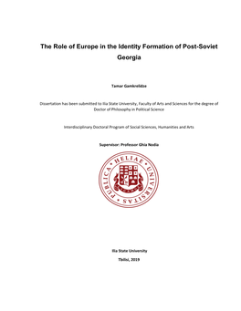 The Role of Europe in the Identity Formation of Post-Soviet Georgia