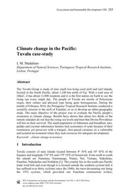 Climate Change in the Pacific: Tuvalu Case-Study