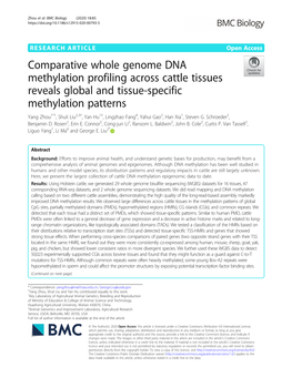 Comparative Whole Genome DNA Methylation Profiling Across Cattle