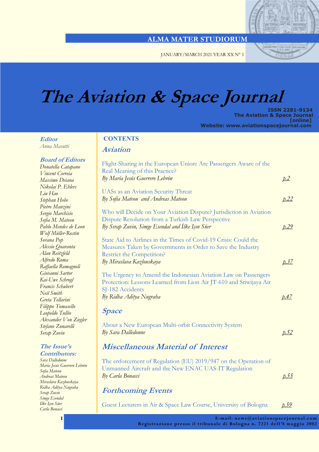The Aviation & Space Journal Year XX January – March 2021