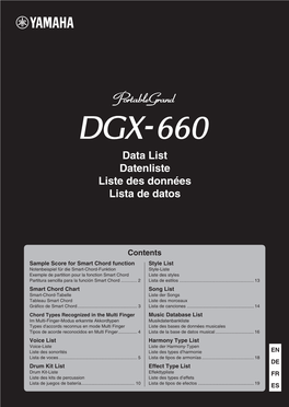 DGX-660 Data List/Datenliste/Liste Des Données/Lista De Datos Smart Chord Chart / Smart-Chord-Tabelle / Tableau Smart Chord / Gráfico De Smart Chord