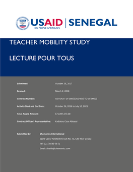 Teacher Mobility Study Lecture Pour Tous