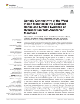 Genetic Connectivity of the West Indian Manatee in the Southern Range and Limited Evidence of Hybridization with Amazonian Manatees