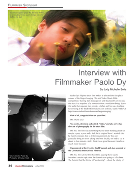 Interview with Filmmaker Paolo Dy by Jody Michelle Solis