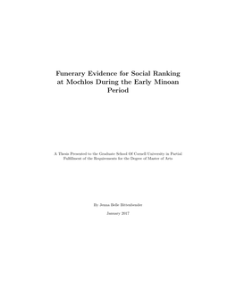 Funerary Evidence for Social Ranking at Mochlos During the Early Minoan Period