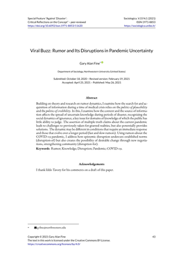 Viral Buzz: Rumor and Its Disruptions in Pandemic Uncertainty