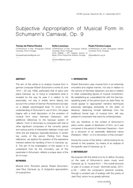 Subjective Appropriation of Musical Form in Schumann's Carnaval, Op. 9