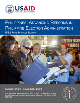 Advancing Reforms in Philippine Election Administration