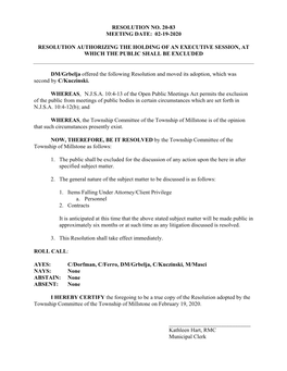 02-19-2020 Resolution Authorizing the Holding Of