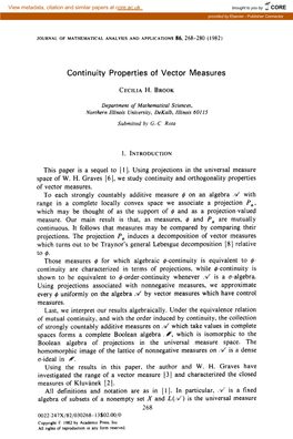 Continuity Properties of Vector Measures