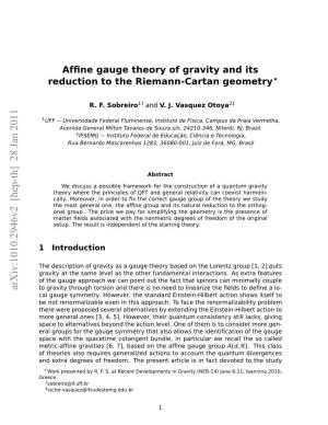 Affine Gauge Theory of Gravity and Its Reduction to the Riemann-Cartan
