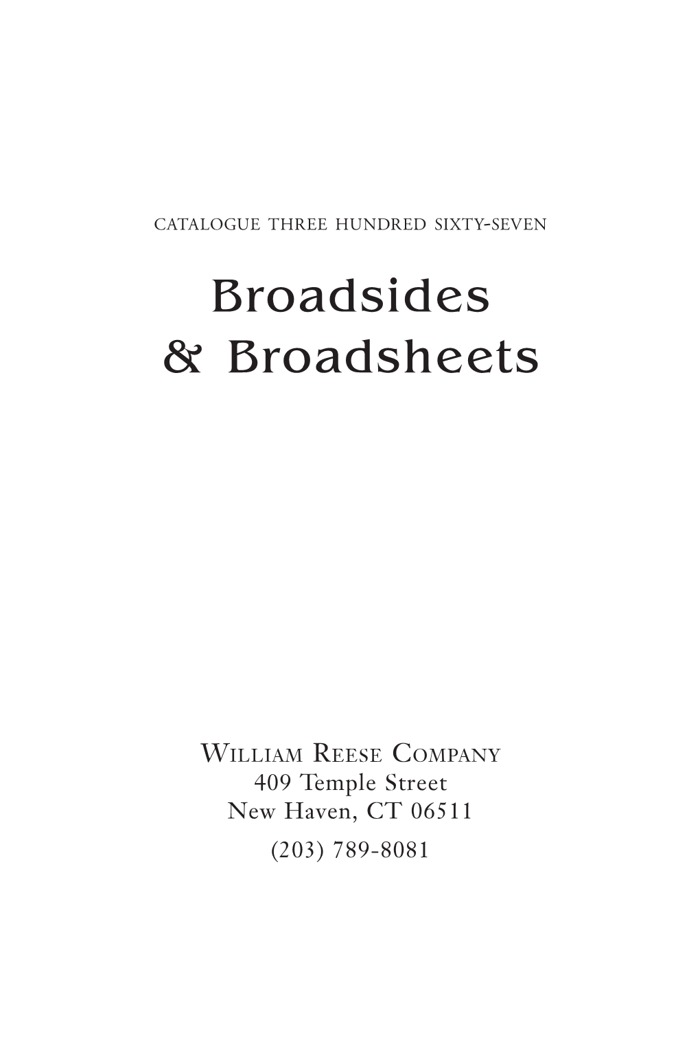 Broadsides & Broadsheets