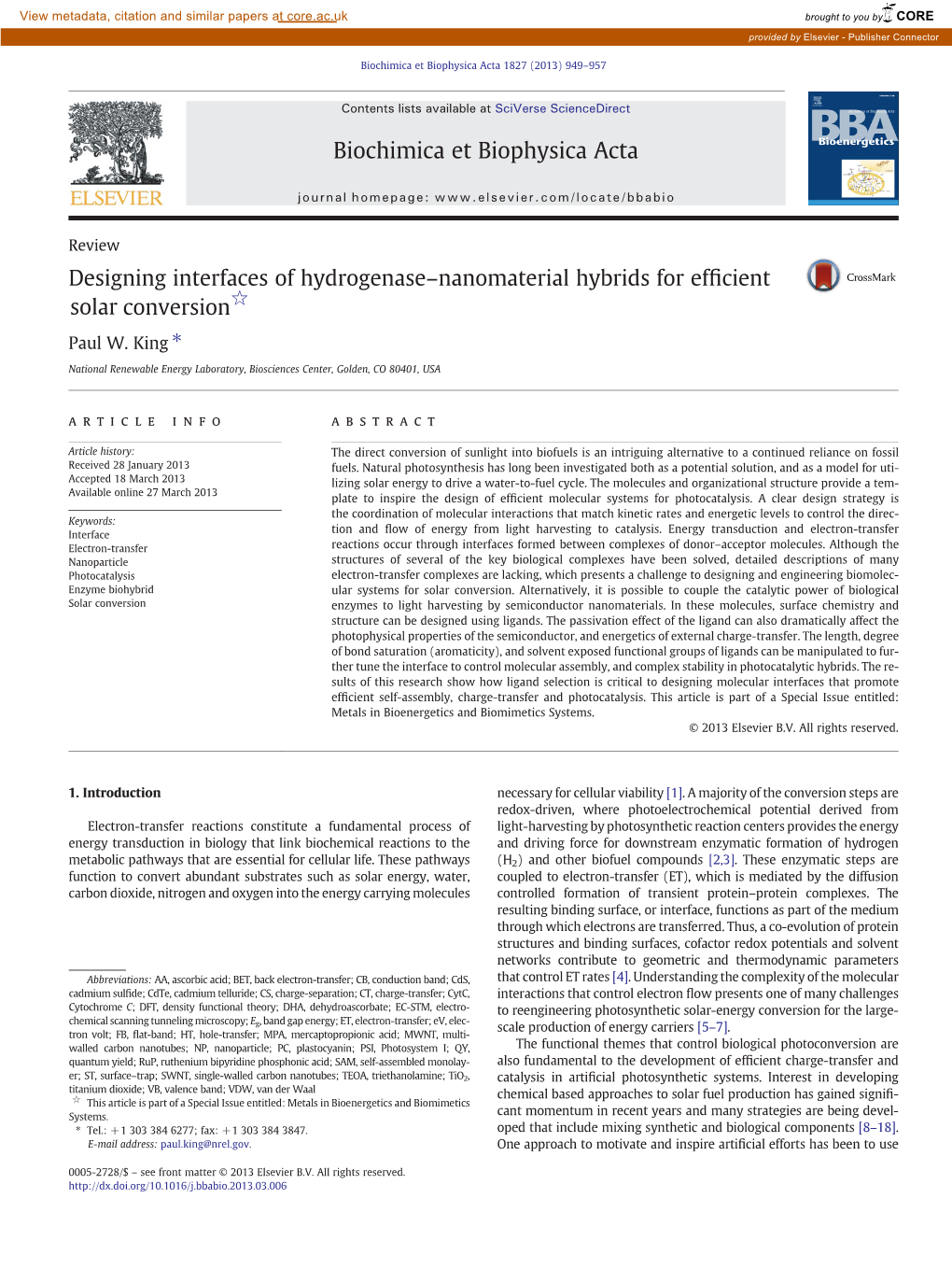 Designing Interfaces of Hydrogenase–Nanomaterial Hybrids for Efficient Solar Conversion