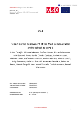 D6.1 Report on the Deployment of the Max Demonstrators and Feedback to WP1-5