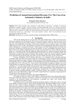 Prediction of Annual International Revenue (%): the Case of an Automotive Industry in India