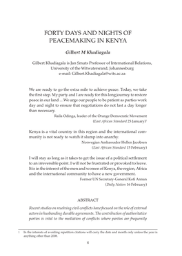 Forty Days and Nights of Peacemaking in Kenya