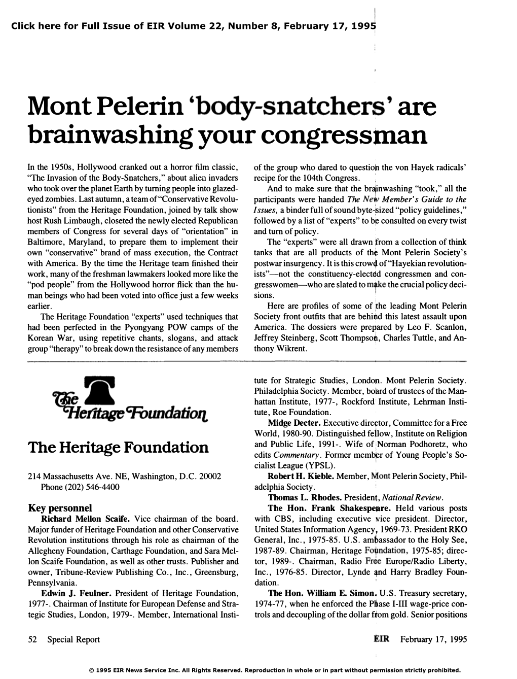 Mont Pelerin 'Body-Snatchers'