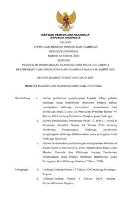 Menteri Pemuda Dan Olahraga