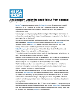 Jim Boeheim Under Fire Amid Fallout from Scandal by Erik Brady and Marlen Garcia, USA TODAY