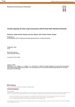 Tensile Capacity of U-Bar Loop Connections with Precast Fiber Reinforced Dowels