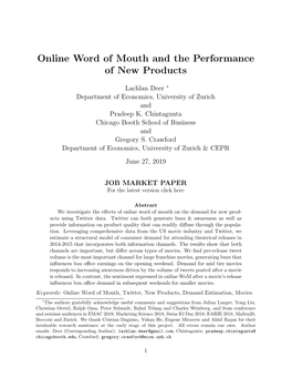 Online Word of Mouth and the Performance of New Products