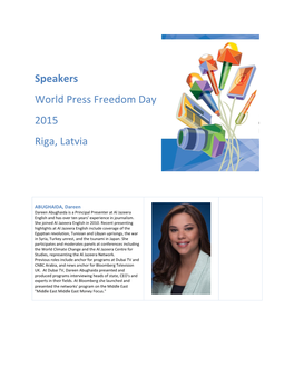 Speakers World Press Freedom Day 2015 Riga, Latvia