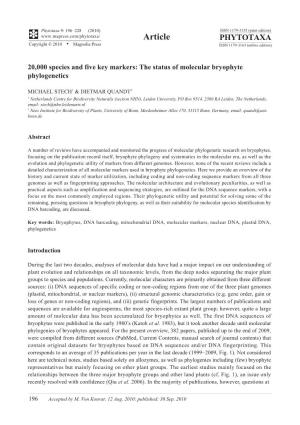 The Status of Molecular Bryophyte Phylogenetics
