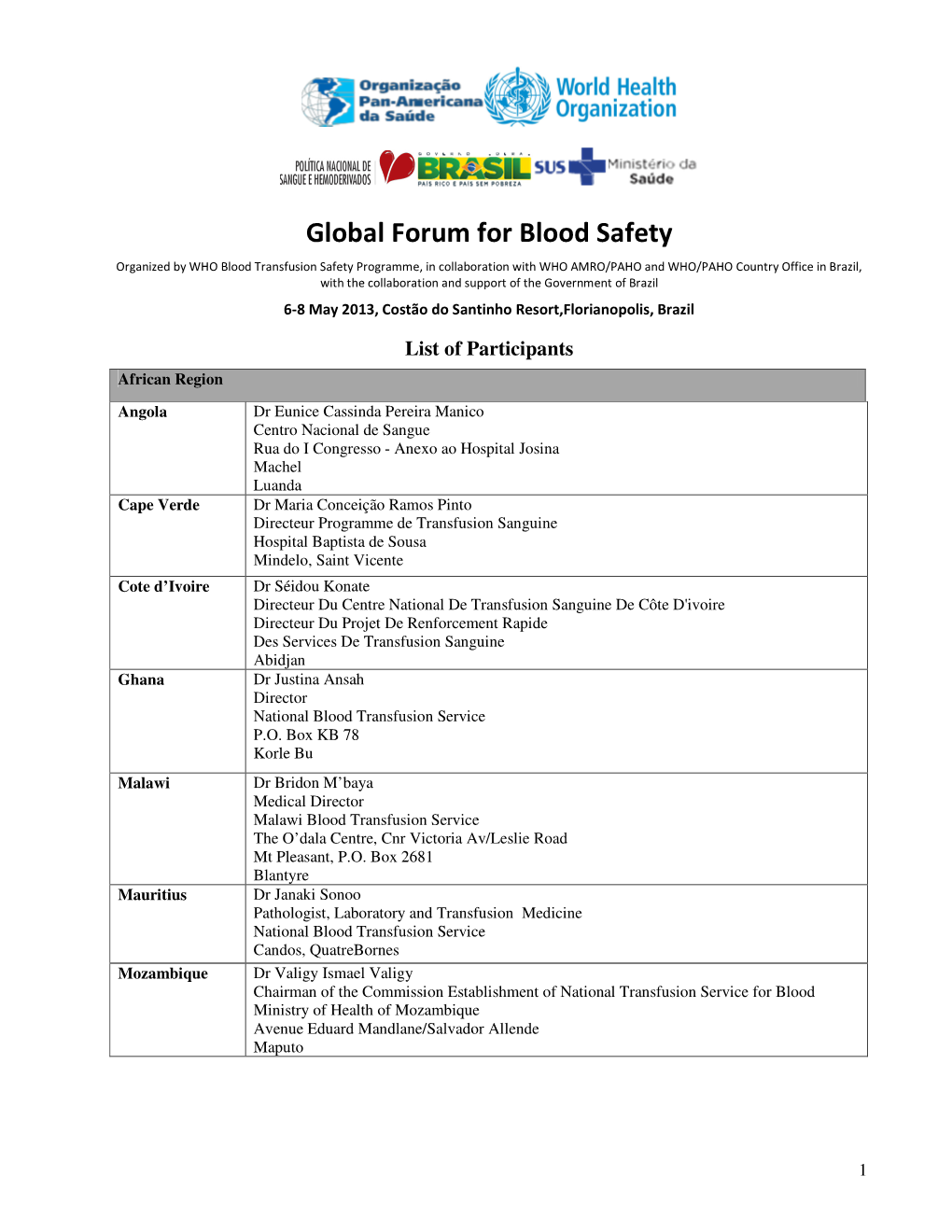 Global Forum for Blood Safety