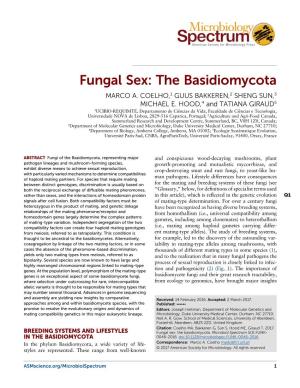 Fungal Sex: the Basidiomycota MARCO A