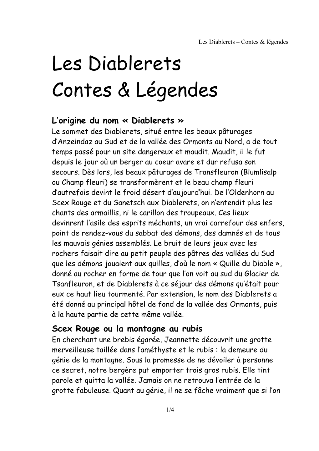 Les Diablerets Contes & Légendes