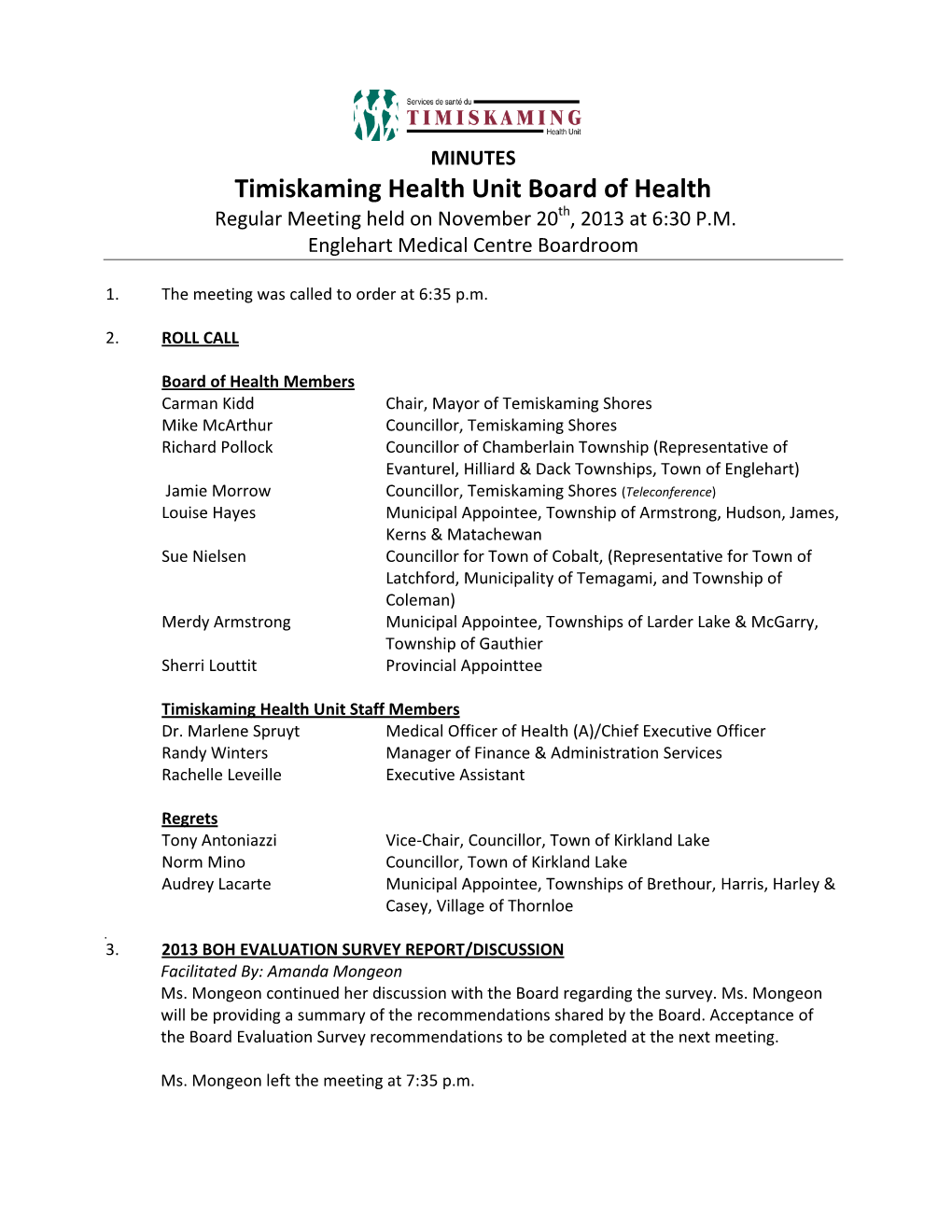 Board of Health Minutes