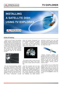 Installing a Satellite Dish Using Tv Explorer