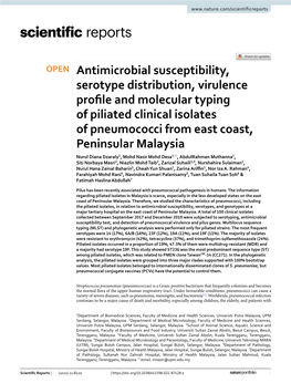 Antimicrobial Susceptibility, Serotype Distribution, Virulence Profile And
