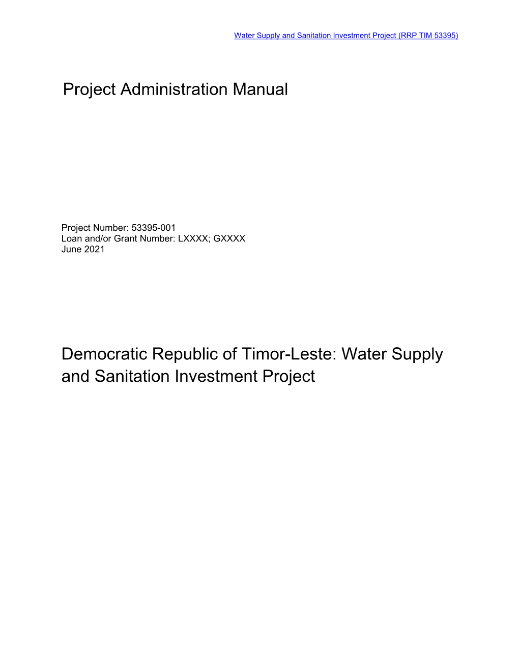 Water Supply and Sanitation Investment Project: Project