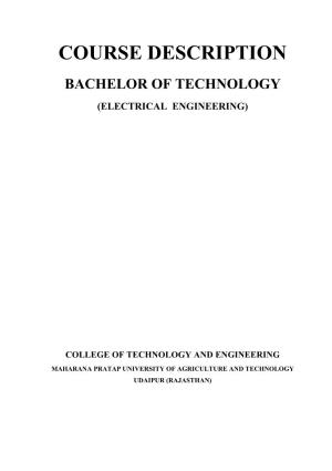Course Description Bachelor of Technology (Electrical Engineering)