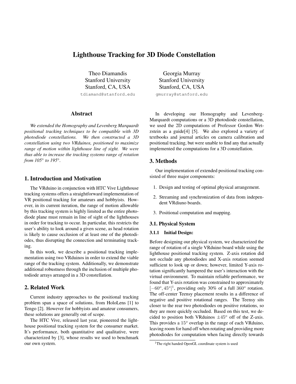 Lighthouse Tracking for 3D Diode Constellation