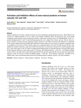 Activation and Inhibition Effects of Some Natural Products on Human Cytosolic CAI and CAII