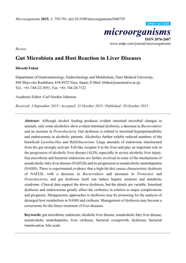 Gut Microbiota and Host Reaction in Liver Diseases