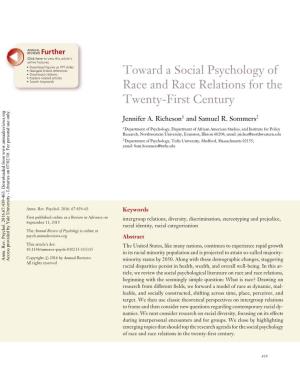 Toward a Social Psychology of Race and Race Relations for the Twenty-First Century Jennifer A