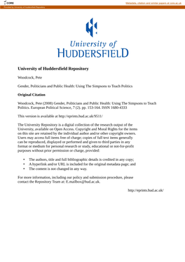 University of Huddersfield Repository