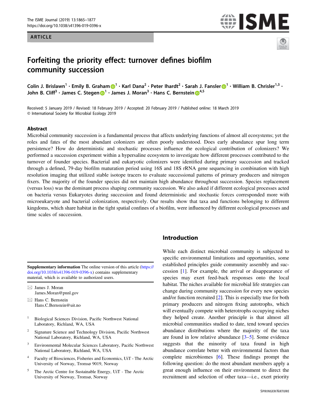 Forfeiting the Priority Effect: Turnover Defines Biofilm Community Succession