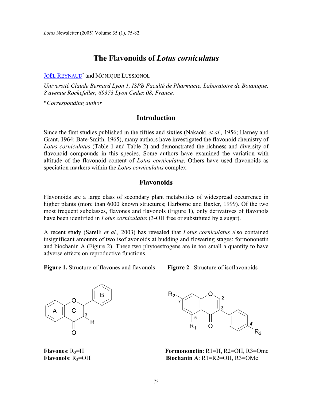 The Flavonoids of Lotus Corniculatus