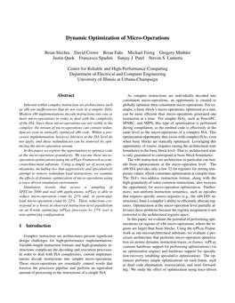 Dynamic Optimization of Micro-Operations