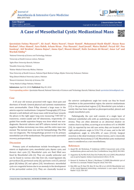 A Case of Mesothelial Cystic Mediastinal Mass