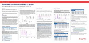 Determination of Carbohydrates in Honey Manali Aggrawal, Jingli Hu and Jeff Rohrer, Thermo Fisher Scientific, Sunnyvale, CA